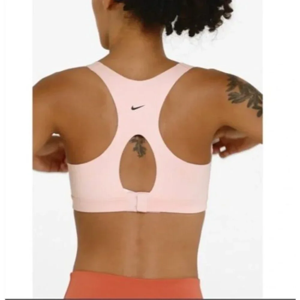 Nike Dri-FIT Alpha High-Support Padded Zip-Front Sports Pink Bra Small